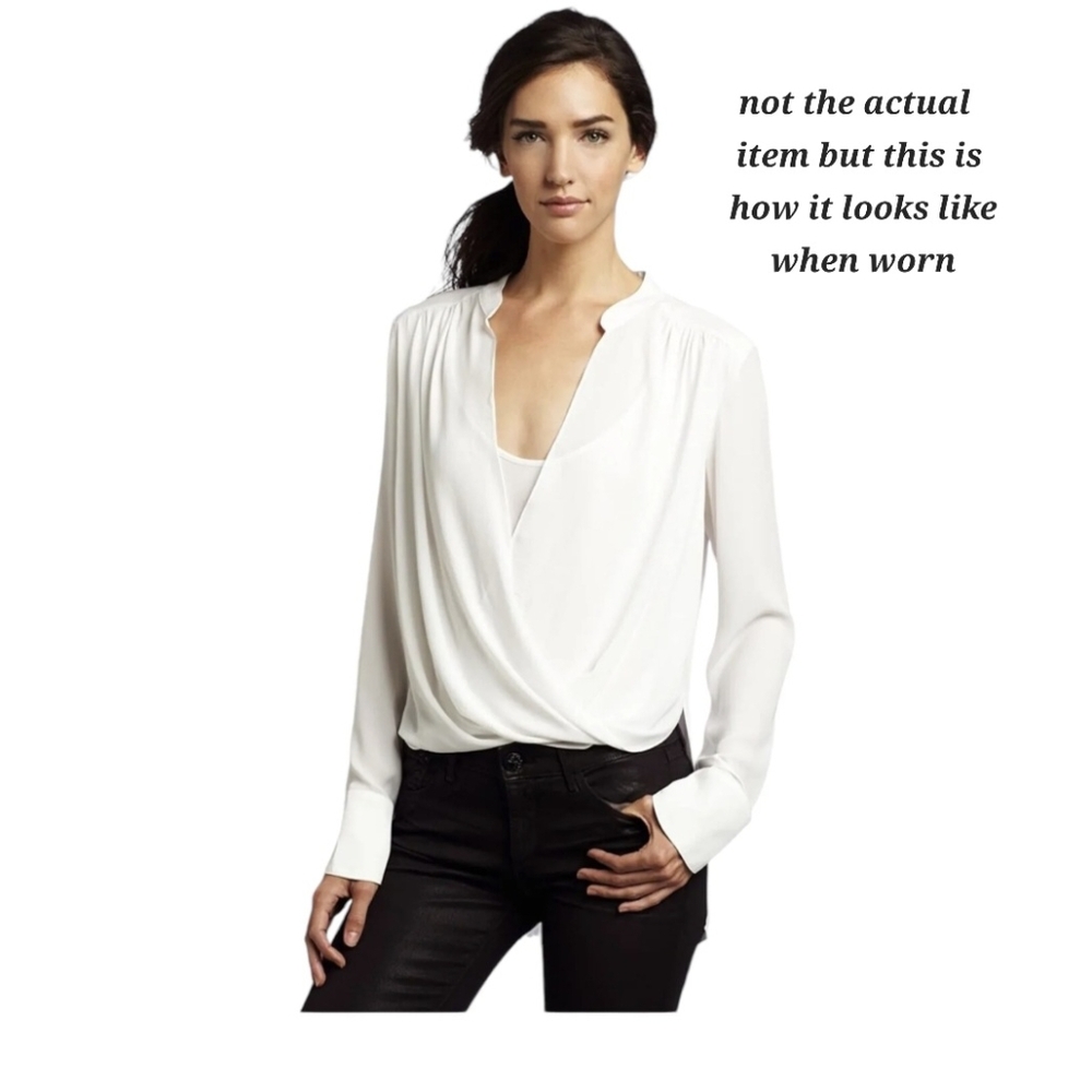 Point Zero draped hi low white longsleeve top